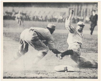 Ty Cobb 8x10 Photograph of the "Baker" Sliding Play with Detailed Explanation of the Play Handwritten by Cobb - Exceptionally Rare (JSA)